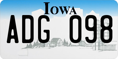 IA license plate ADG098