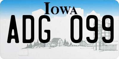 IA license plate ADG099