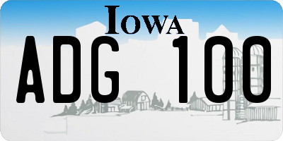 IA license plate ADG100