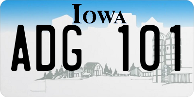 IA license plate ADG101
