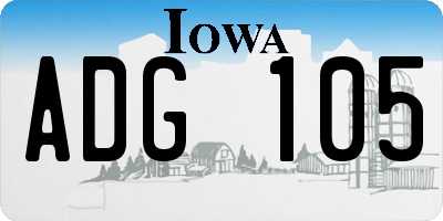IA license plate ADG105