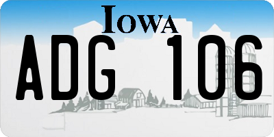 IA license plate ADG106