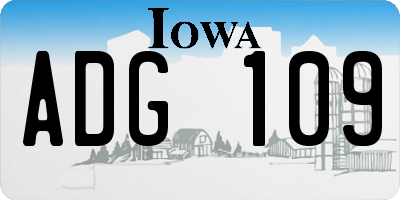 IA license plate ADG109