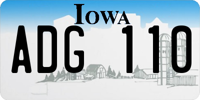 IA license plate ADG110