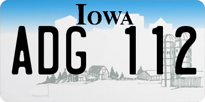IA license plate ADG112