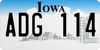 IA license plate ADG114