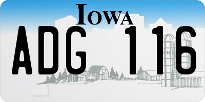 IA license plate ADG116