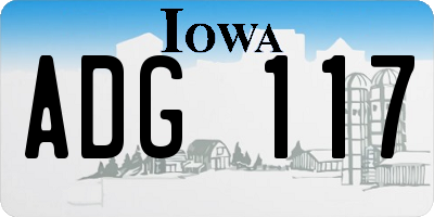 IA license plate ADG117