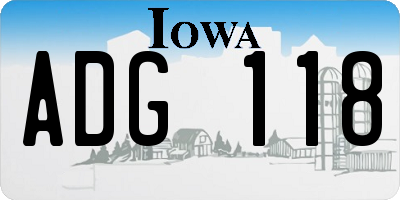 IA license plate ADG118