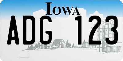 IA license plate ADG123