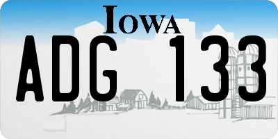 IA license plate ADG133