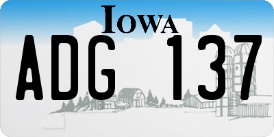 IA license plate ADG137