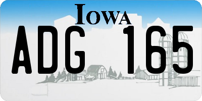 IA license plate ADG165