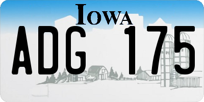 IA license plate ADG175
