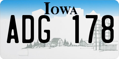 IA license plate ADG178