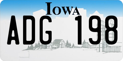 IA license plate ADG198