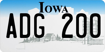 IA license plate ADG200