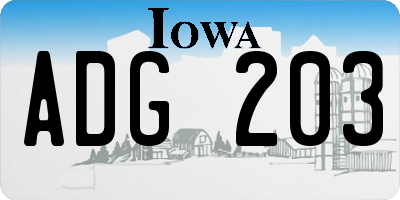 IA license plate ADG203