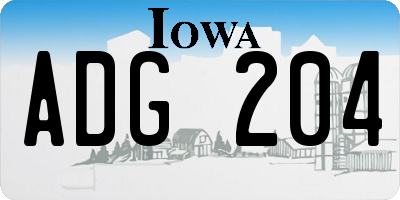 IA license plate ADG204