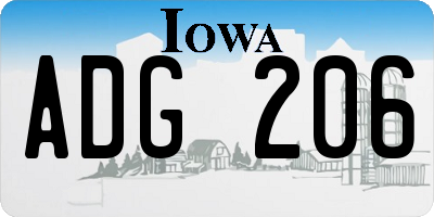 IA license plate ADG206