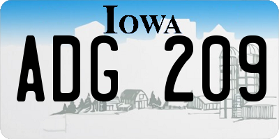 IA license plate ADG209