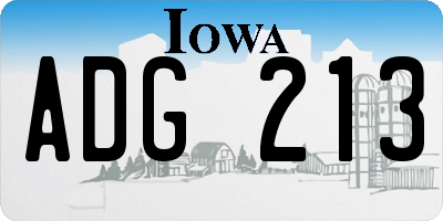 IA license plate ADG213