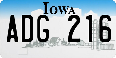 IA license plate ADG216