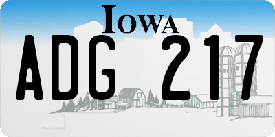 IA license plate ADG217