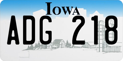 IA license plate ADG218