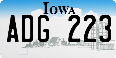IA license plate ADG223