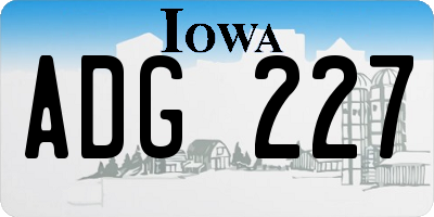 IA license plate ADG227