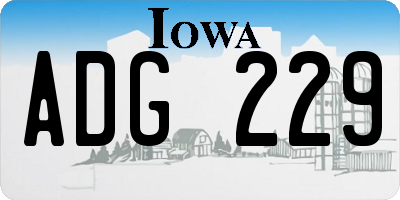 IA license plate ADG229