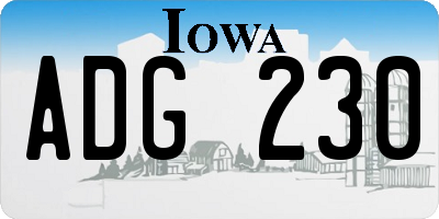 IA license plate ADG230