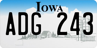 IA license plate ADG243