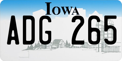 IA license plate ADG265