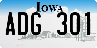 IA license plate ADG301