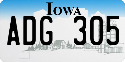 IA license plate ADG305