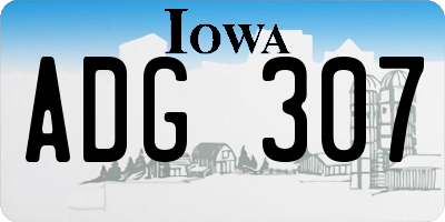 IA license plate ADG307