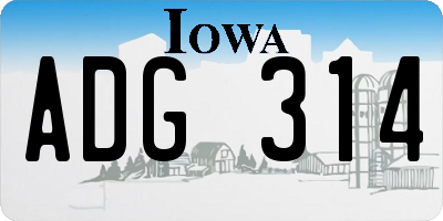 IA license plate ADG314