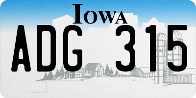 IA license plate ADG315