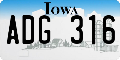 IA license plate ADG316