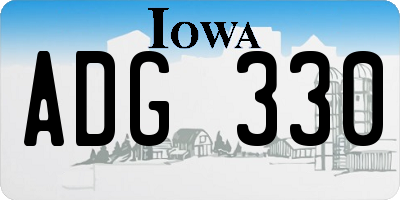IA license plate ADG330