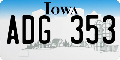 IA license plate ADG353