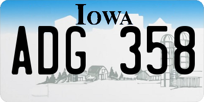 IA license plate ADG358