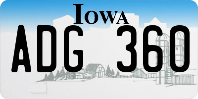 IA license plate ADG360