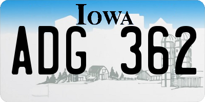 IA license plate ADG362