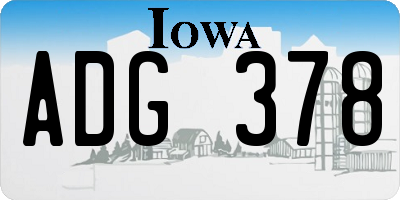 IA license plate ADG378
