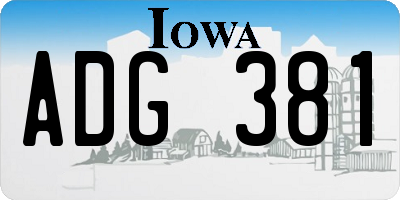 IA license plate ADG381