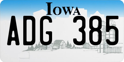 IA license plate ADG385