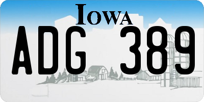 IA license plate ADG389
